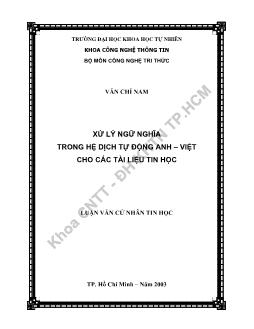 Xử lý ngữ nghĩa trong hệ dịch tự động Anh – Việt cho các tài liệu tin học