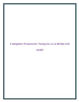 Codeigniter Framework: Tương tác cơ sở dữ liệu trên model