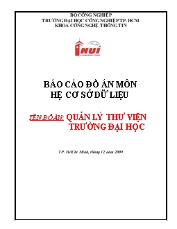 Đồ án Quản lý thư viện trường đại học