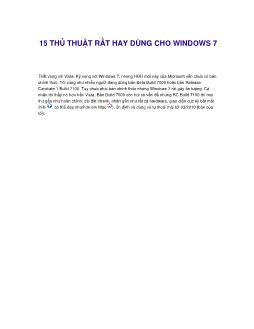 15 thủ thuật rất hay dùng cho windows 7