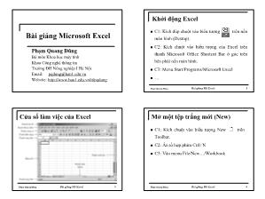 Bài giảng Microsoft Excel