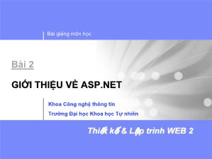 Bài giảng môn học - Giới thiệu về asp.net (bài 2)