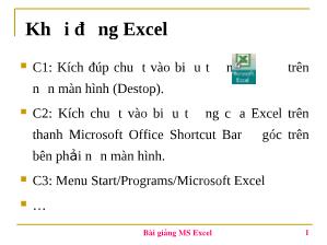 Bài giảng MS Excel