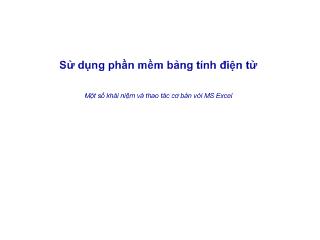 Bài giảng Sử dụng phần mềm bảng tính điện tử