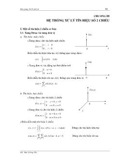 Bài giảng xử lý ảnh số - Chương III: Hệ thống xử lý tín hiệu số 2 chiều