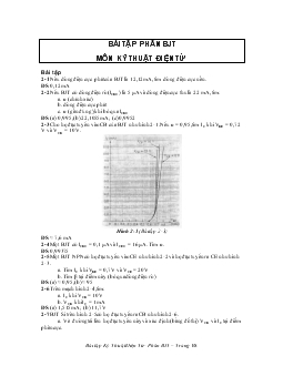 Bài tập phần bjt - Môn kỹ thuật điện tử