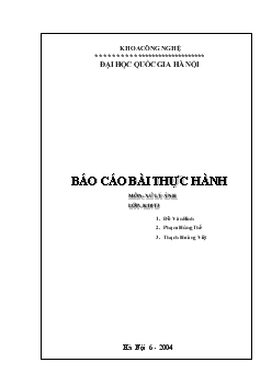 Báo cáo Bài thực hành - Môn: Xử lý ảnh