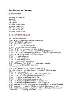Các phím tắt trong Photoshop