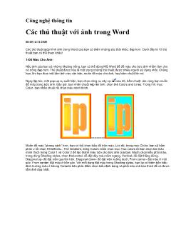 Công nghệ thông tin - Các thủ thuật với ảnh trong Word