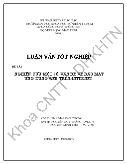 Đề tài Nghiên cứu một số vấn đề về bảo mật ứng dụng web trên internet