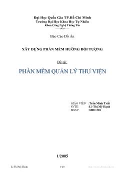 Đề tài Phần mềm quản lý thư viện