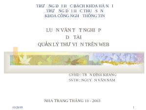 Đề tài Quản lý thư viện trên web