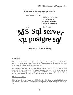 Đồ án Môn học công nghệ phần mềm - Ms sql server và postgre sql
