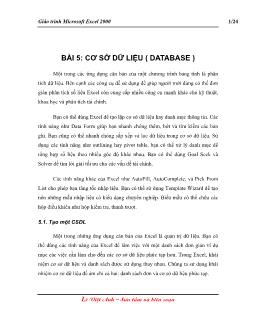 Giáo trình microsoft excel 2000 - Bài 5: Cơ sở dữ liệu (database)