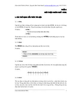 Giáo trình Thiết kế Web - Phần 1: Ngôn ngữ HTML