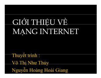 Giới thiệu và tìm hiểu về mạng internet