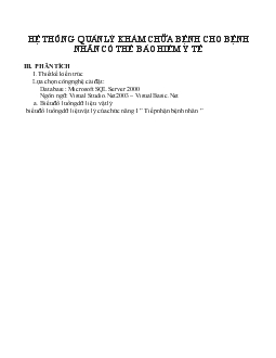 Hệ thống quản lý khám chữa bệnh cho bệnh nhân có thẻ bảo hiểm y tế