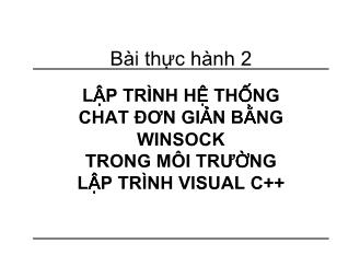 Lập trình Hệ thống chat đơn giản bằng winsock trong môi trường lập trình visual C++