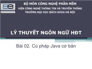 Lý thuyết ngôn ngữ hướng đối tượng - Bài 02: Cú pháp java cơ bản