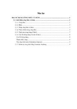 Microsoft excel 2007 - Bài 2: sử dụng công thức và hàm