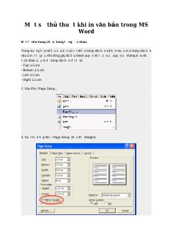 Một số thủ thuật khi in văn bản trong MS Word