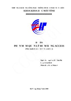 Phầm mềm quản lý điểm bẳng Access