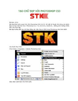 Tạo chữ đẹp với photoshop CS3