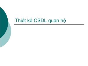 Thiết kế cơ sở dữ liệu quan hệ