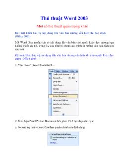 Thủ thuật Word 2003