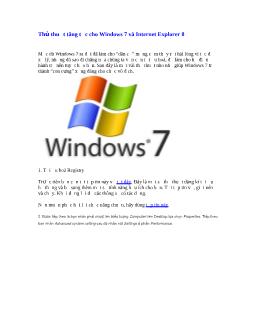 tủ thuật tăng tốc cho Windows 7 và Internet Explorer 8