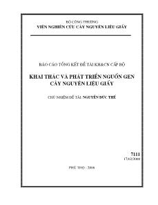 Khai thác và phát triển nguồn gen cây nguyên liệu giấy