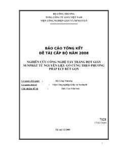 Nghiên cứu công nghệ tẩy trắng bột giấy sunphát từ nguyên liệu gỗ cứng theo phương pháp ECF rút gọn