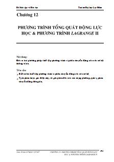 Phương trình tổng quát động lực học & Phương trình Lagrange II