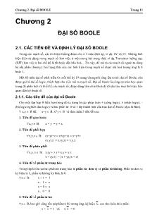Bài giảng điện tử số 1 Chương 2. Đại số Boole