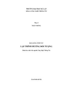 Bài giảng tóm tắt Lập trình hướng đối tượng