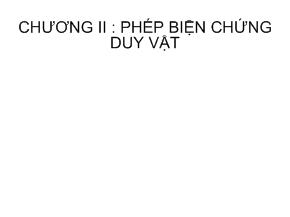 Chương II: Phép biện chứng duy vật