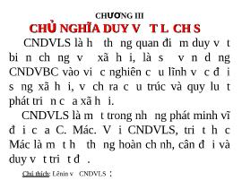 Chương III Chủ nghĩa duy vật lịch sử