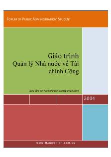 Giáo trình Quản lý Nhà nước về Tài chính Công