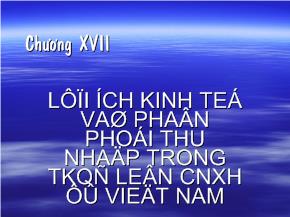Lợi ích kinh tế và phân phối thu nhập trong thời kì quá độ lên CNXH ở Việt Nam
