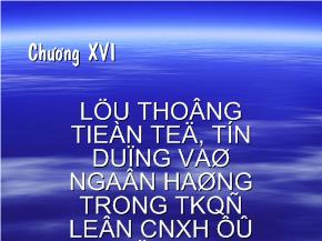 Lưu thông tiền tệ, tín dụng và ngân hàng trong thời kì quá độ lên CNXH ở Việt Nam