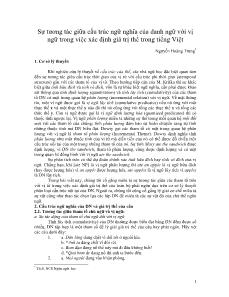Sự tương tác giữa cấu trúc ngữ nghĩa của danh ngữ với vị ngữ trong việc xác định giá trị thể trong Tiếng Việt
