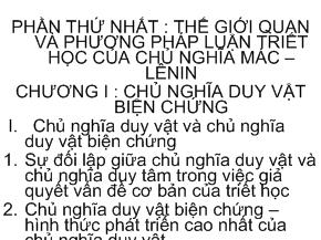 Thế giới quan và phương pháp luận triết học của chủ nghĩa Mác – Lênin