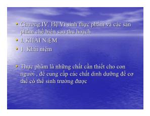 Bài giảng Vi sinh sau thu hoạch chương IV: Hệ sinh thực phẩm và các phẩn chế biến sau thu hoạch