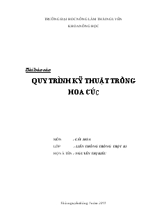 Báo cáo Quy trình kỹ thuật trồng hoa cúc