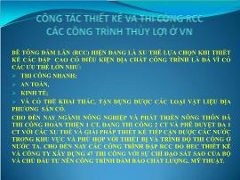 Công tác thiết kế và thi công RCC các công trình thủy lợi ở Việt Nam