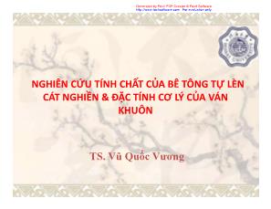 Đề tài Nghiên cứu tính chất của bê tông tự lèn cát nghiền và đặc tính cơ lý của ván khuôn