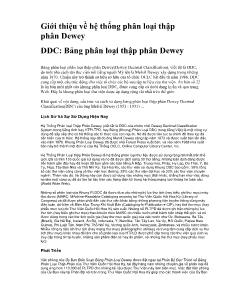 Giới thiệu về hệ thống phân loại thập phân Dewey DDC: Bảng phân loại thập phân Dewey