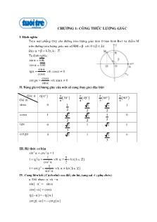 Bài giảng Chương 1: công thức lượng giác