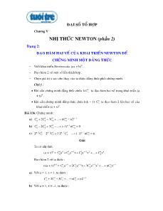 Bài giảng Đạo hàm hai vế của khai triển Newton để chứng minh một đẳng thức