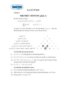 Bài giảng Nhị thức Newton (phần 1)